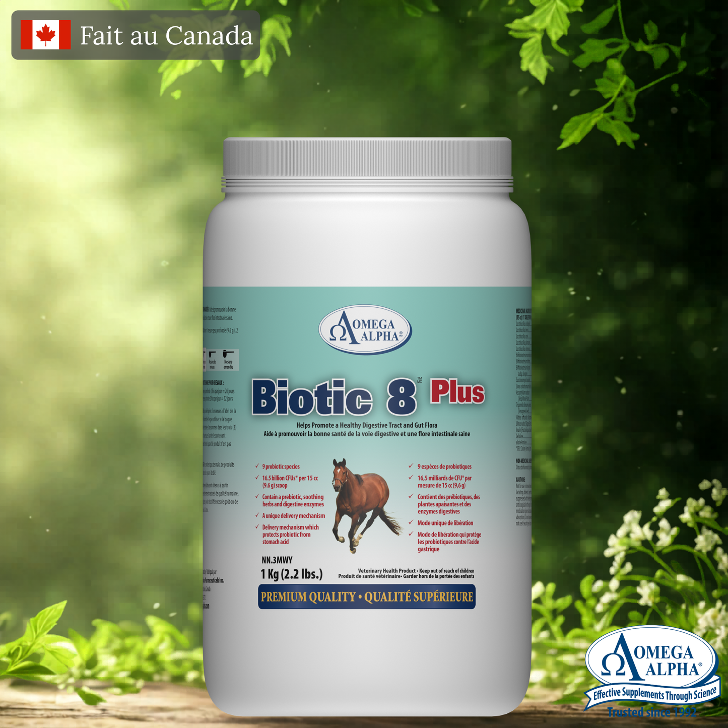 Biotic 8 Plus – Probiotiques, enzymes et soutien digestif naturel pour chevaux