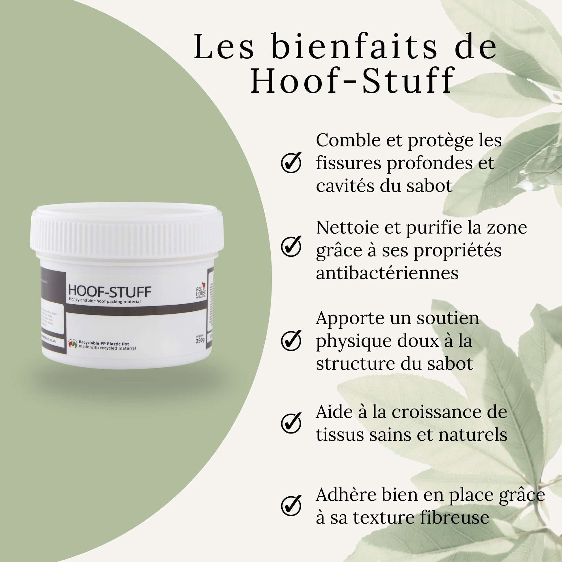 Résultats attendus de Hoof-Stuff - combler et protéger les fissures du sabot du cheval, nettoyer, purifier et soutenir les tissus