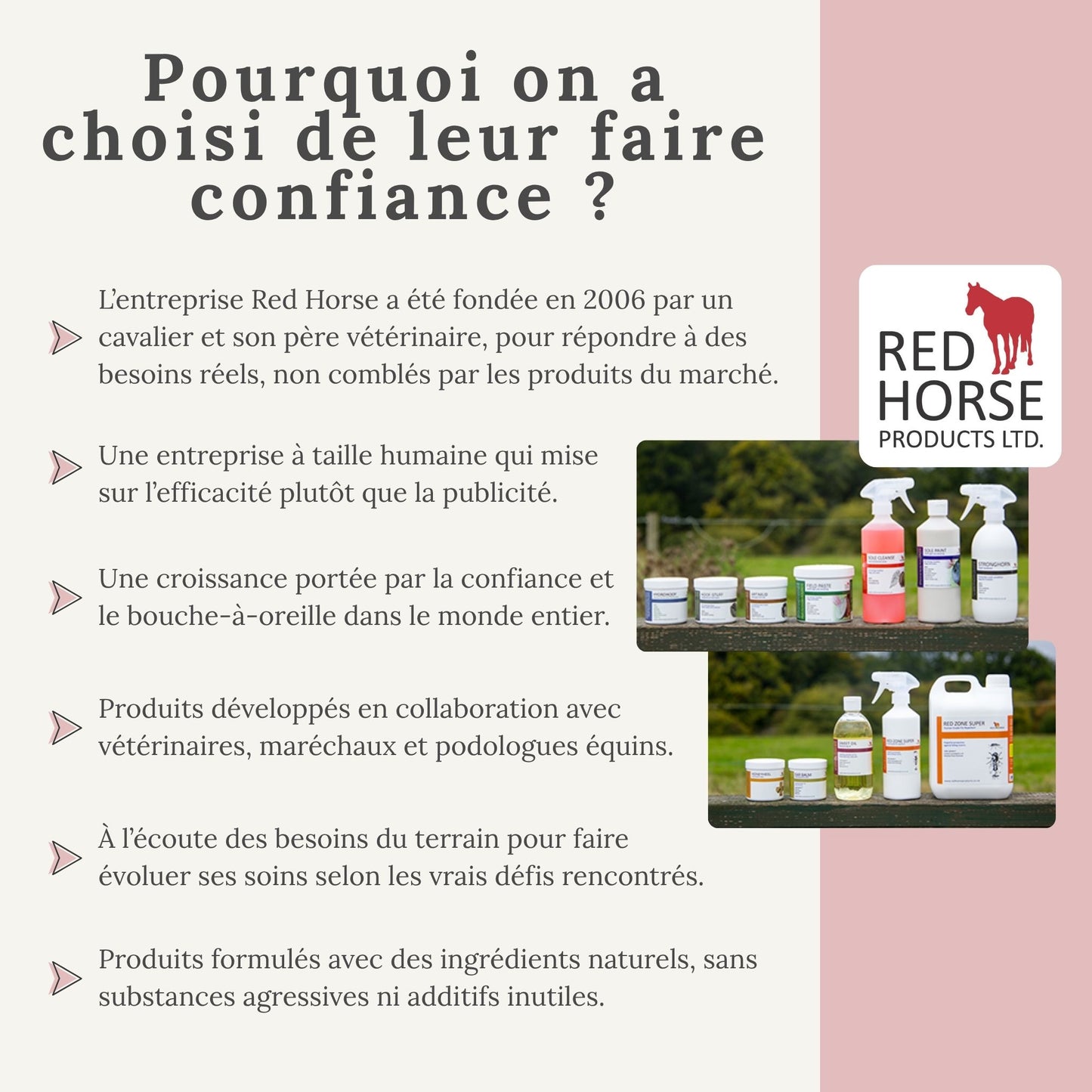 Pourquoi choisir les produits Red Horse – soins naturels et efficaces pour chevaux