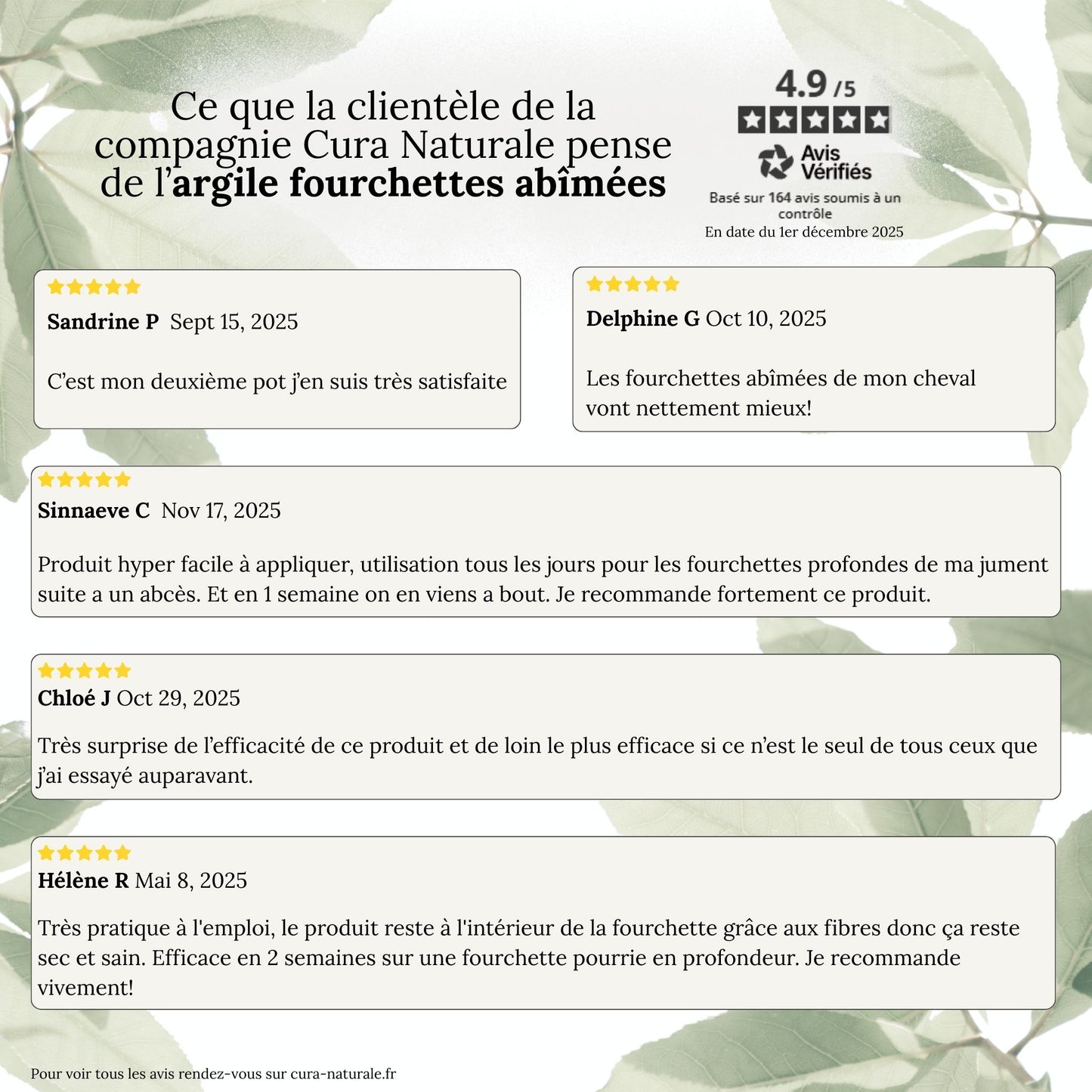 Témoignages et avis de la clientèle concernant l'argile fourchettes abimées de Cura Naturale