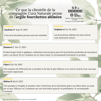 Témoignages et avis de la clientèle concernant l'argile fourchettes abimées de Cura Naturale